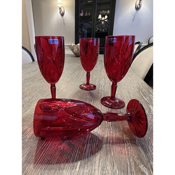 MARQUIS WATERFORD BROOKSIDE RED ICED BEVERAGE SET OF FOUR NWT - Picture 3 of 11